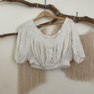 FREE PEOPLE OFF THE SHOULDER PEASANT TOP